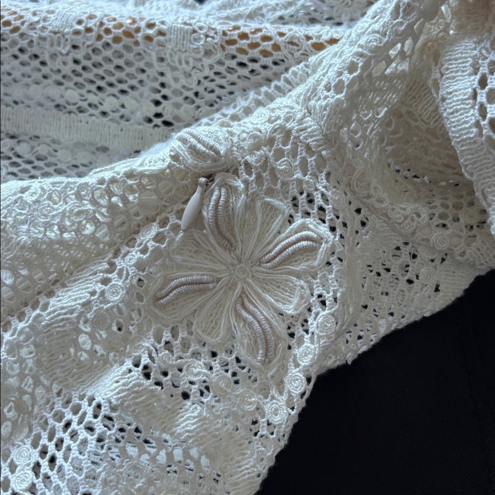 REBECCA TAYLOR Crochet Knit Long-Sleeve Top, Size 6 - Picture 9 of 10
